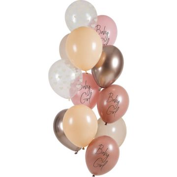 "Baby Girl" pink balloons 12 pcs - 33 cm 