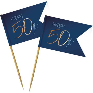 Happy 50th Wooden Picks Blue 36x