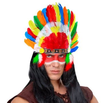Multicoloured Indian Chief feathered hat