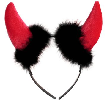 Headband with devil horns and plush