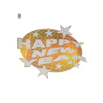 Happy new year glitter decoration sign 12x - 50 cm