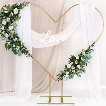 Rent heart-shaped gold backdrop stand 2 meters