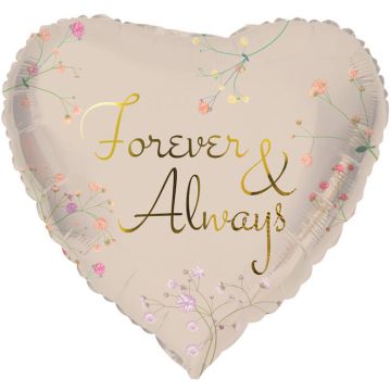 "Forever & Always" Heart Shaped Foil Balloon - 45 cm