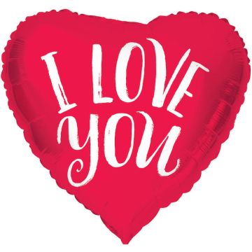 "I Love You" Heart-Shaped Foil Balloon - 45 cm