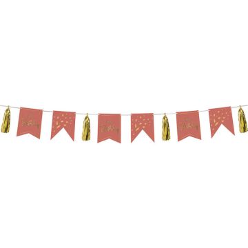 Happy Birthday Garland with Fringing Golden Dusk - 4 m