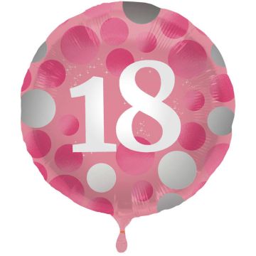 18th birthday foil balloon in pink 45 cm