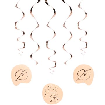 Happy 25th Swirls Pink 5x