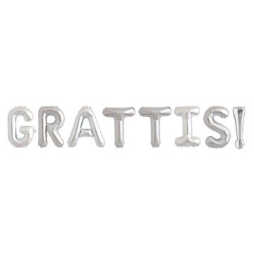 "GRATTIS!" Silver Foil Balloons - 40 cm
