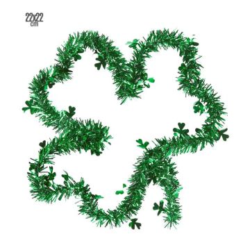 Grøn St. Patricks Day kløver formet falsk gran dekoration - 22x22 cm