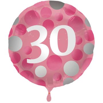 30th Birthday Foil Balloon Pink - 45 cm