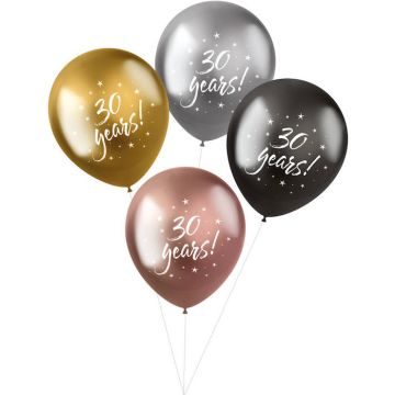 30 Years Metallic Balloons 4x - 33 cm