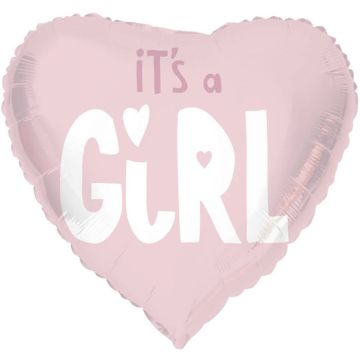 "It's A Girl" Heart-Shaped Foil Balloon Pink - 45 cm