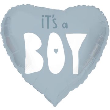 "It's A Boy" Heart-Shaped Foil Balloon Blue - 45 cm