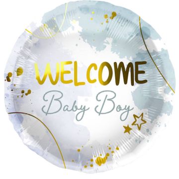 "Welcome Baby Boy" Foil Balloon Blue - 45 cm