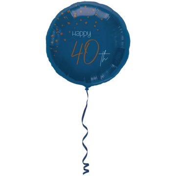 "Happy 40th" Foil Balloon Blue - 45 cm