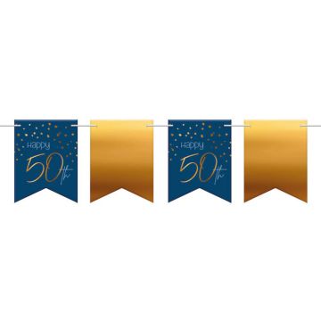 "Happy 50th" Flag Bunting Blue - 6 m