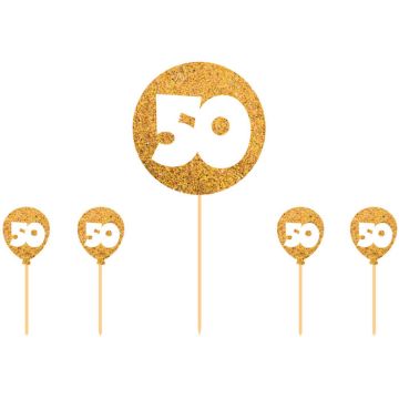 50 Years Cake Decoration Gold 5x