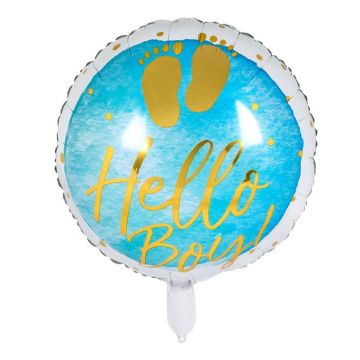 Blue and white foil balloon with writing for boy - Ø 45 cm