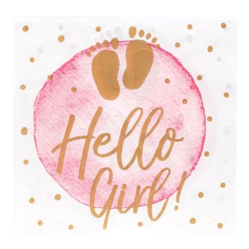 Pink and white napkins with writing for girls 20x - 33x33 cm