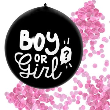 Gender reveal balloon girl with pink confetti filling - Ø 60 cm
