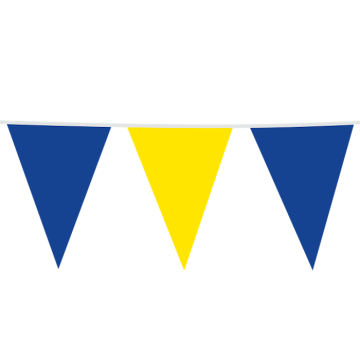 Blå og Gul Flagguirlande - Flag 30 x 45 cm - 10 meter 