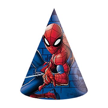 Spiderman Party Hats blue 6x - 16 cm