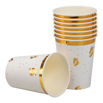 Paper Cups with Baby Feet 8x - 240 ml