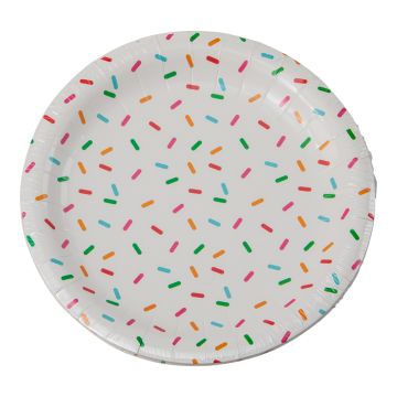 Paper plate with sprinkle design 8x - 23 cm