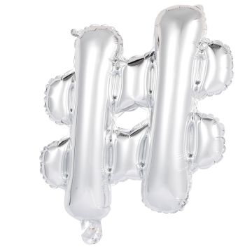 Hashtag # foil balloon in metallic silver 41 cm 