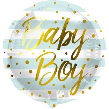 Baby boy blue and white striped foil balloon - 45 cm