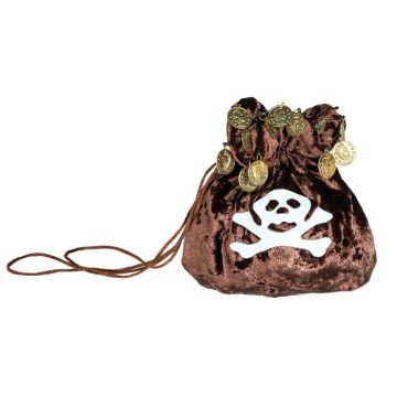 Brown Pirate Bag with Skull - 18x18 cm