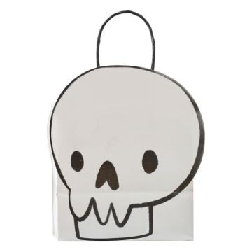 White Halloween Skull Paper Bag 6x - 14x13.6x5 cm