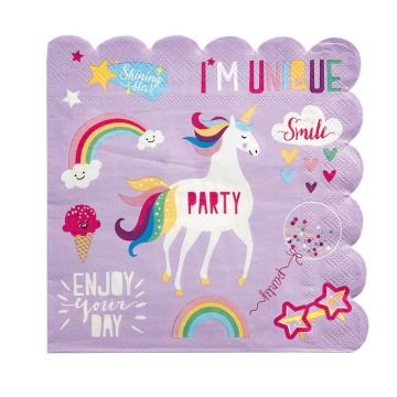 Unicorn party napkins 16x - 33x33 cm
