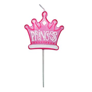 Princess Crown candle pink 9 cm