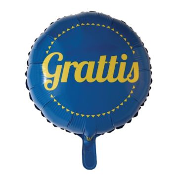 Blue and Yellow Grattis Foil Balloon - 45 cm