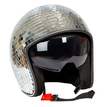 Disco Ball Helmet with Glasses Silver