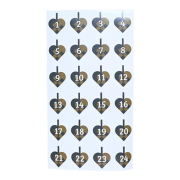Stickerts for advent calendar with numbers and woven Christmas hearts blue 24x The Old Pharmacy
