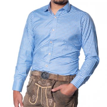 Oktoberfest Tyrolean shirt light blue Leopold Deluxe