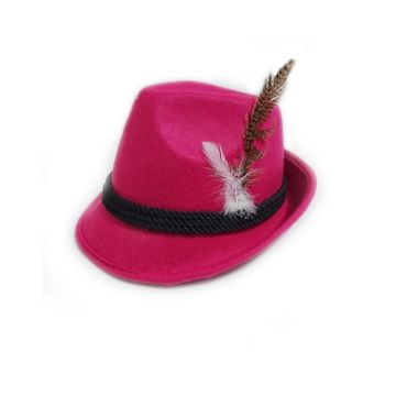 Tyrolean hat for Oktoberfest Bavaria pink for women one-size
