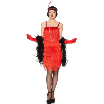 Retro 1920'er rød flapper kostume til kvinder