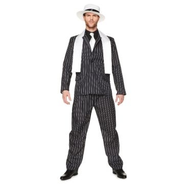 Retro black gangster boss costume