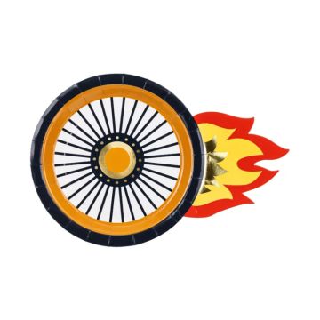 Paptallerkener med hjulmotiver 6x - 26,5x18 cm