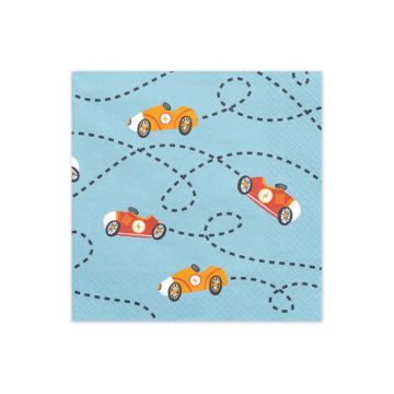 Blue napkins with car designs 12x - 33x33 cm