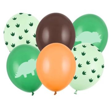 Dinosaur-themed balloons mix 6x - 30 cm