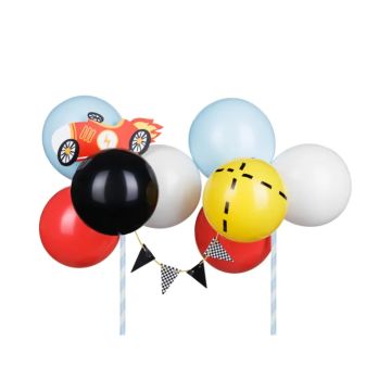 Balloon cake decoration sticks with cars mix 8x - 29 cm