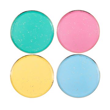 Paper plates with gold-dotted rainbow mix 8x - 24.5 cm
