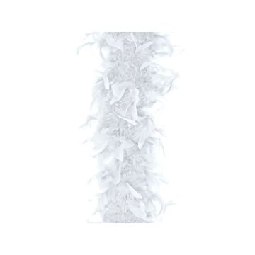 Hvid Boa med Fjer - 180 cm