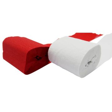Crepe Ruller Hvid og Rød 2x - 10 m