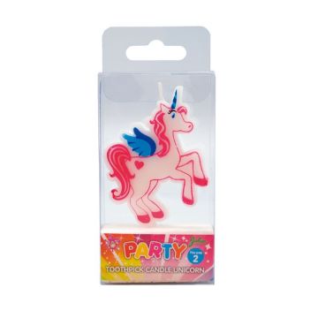 Unicorn cake candle on a stick 5x5.6 cm 