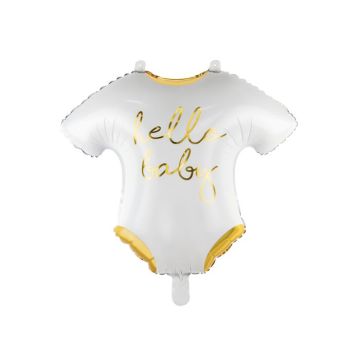 Baby bodysuit foil balloon in white with gold text - 51x45 cm